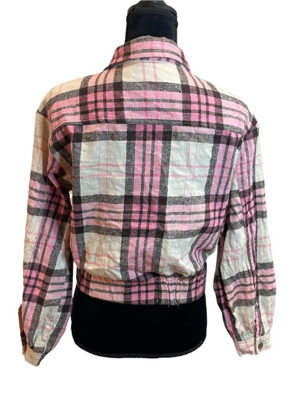 Pink Plaid Button-Front Jacket - Picture 3 of 8